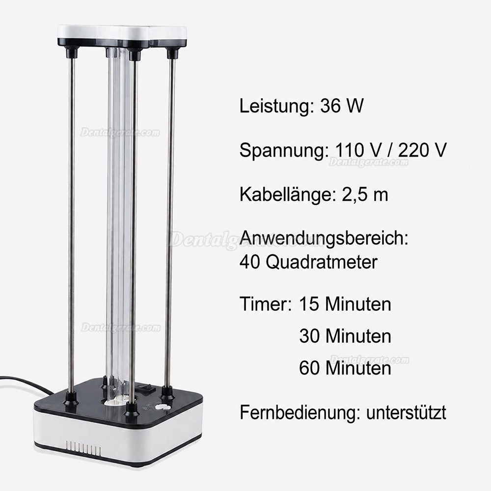 36W UV Bakterizid Quarz Lampe Desinfektion Ozon Sterilisator Timer-Fernbedienung